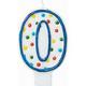 Blue Outline Number 0 Birthday Candle